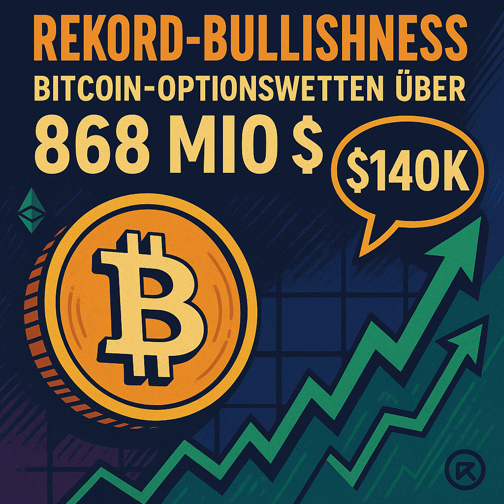 Rekord-Bullishness: Bitcoin-Optionswetten über 868 Mio $ auf $140K bis September
