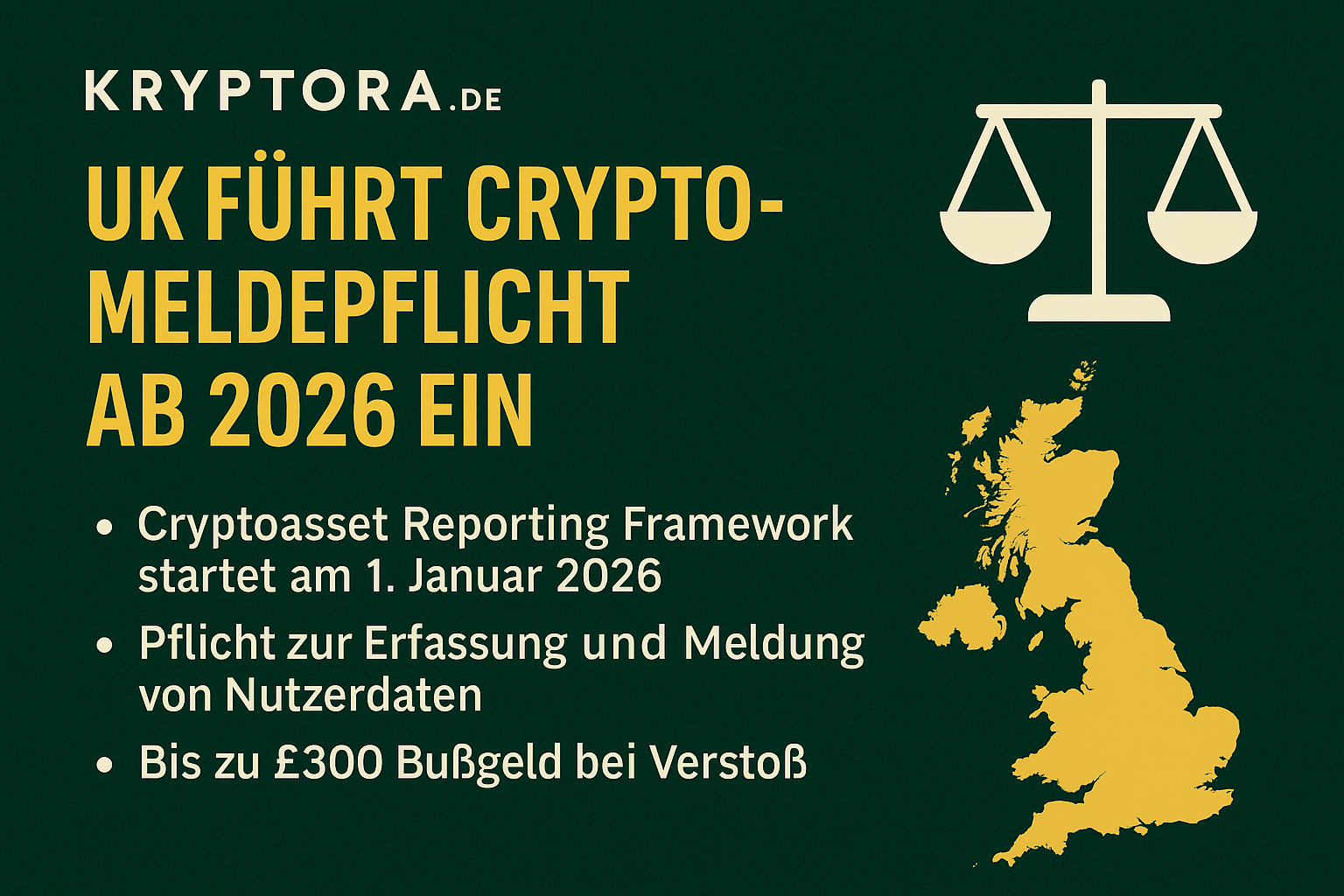 UK führt Crypto-Meldepflicht ab 2026 – bis zu £300 Bußgeld bei Verstoß